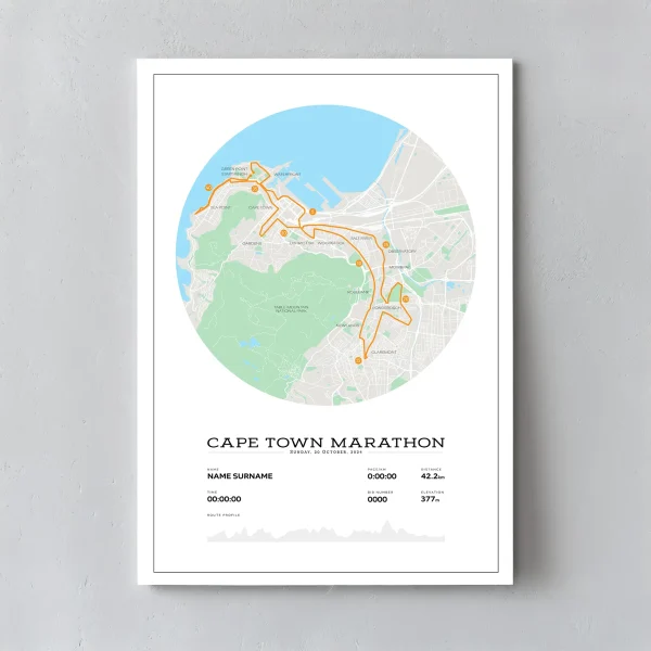 Cape Town Marathon Map Digital Colour