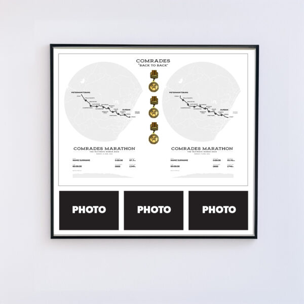 Race Map with Medals & 3x Photos